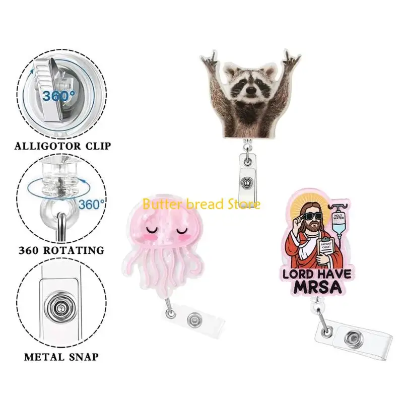 W89C Portable Stretchy Badge Holder With Fun Animal Designs For Conferences And Meetings
