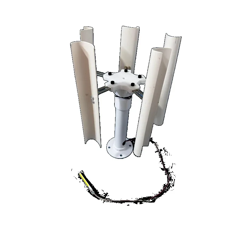 Portable vertical axis five blade wind turbine model three-phase permanent magnet generator with gentle wind start