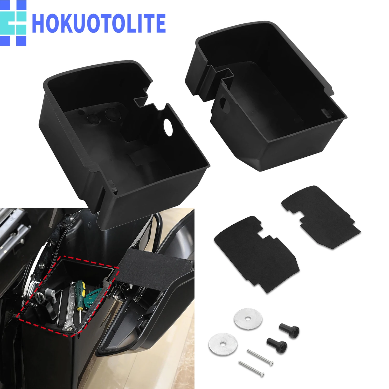 Motorcycle Left Right Top Shelf Hard Saddlebag Organizer Tray For Harley Touring Electra Road Street Glide Road King 2014-UP