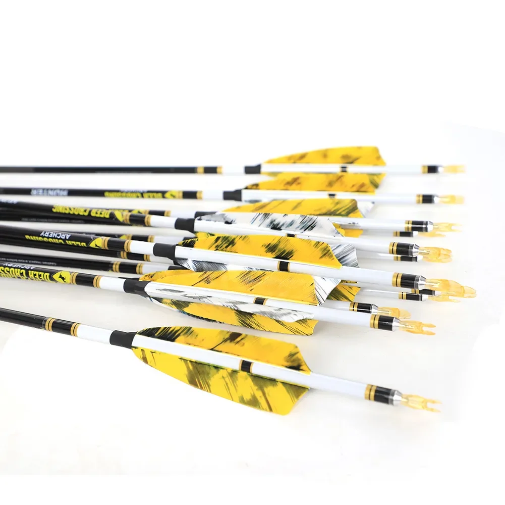 6/12pcs ID 6.2 Carbon Arrow Spine 300 340 400 500 600 700 800 Turkey Feather Archery Bow Hunting Shooting