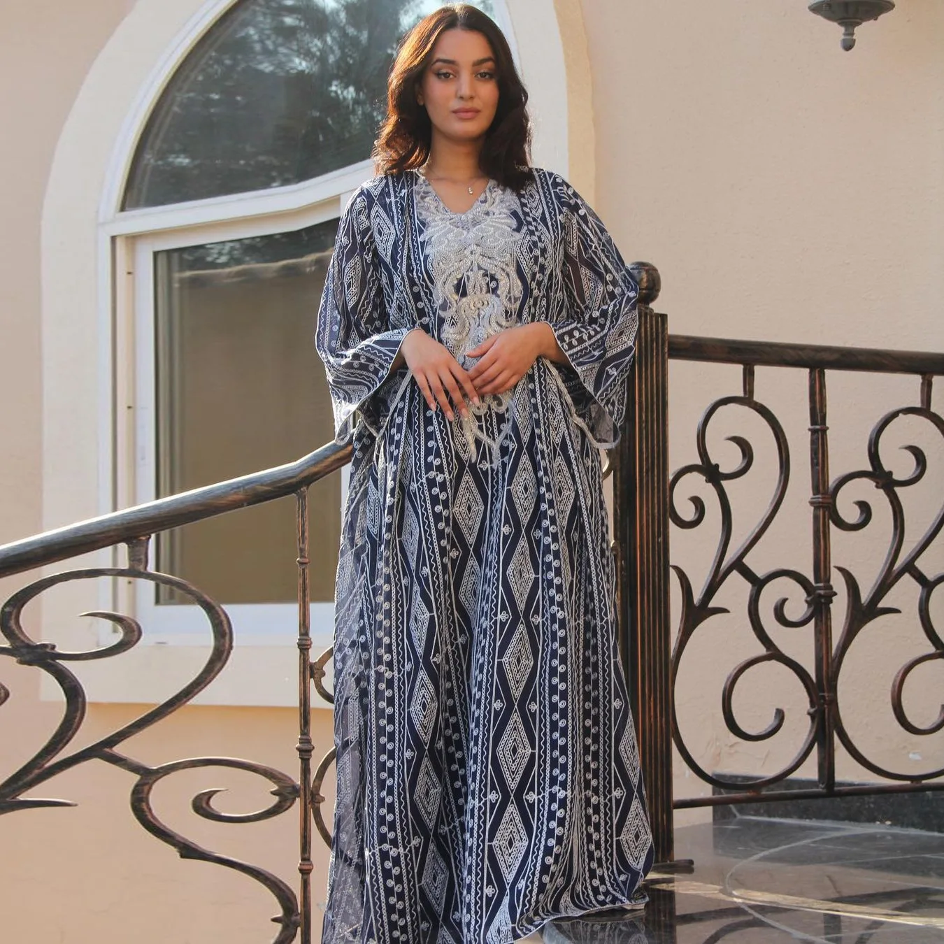 Sequins Embroidered Long Dress Women Summer Elegant Casual Loose Dubai Maxi Dress Holiday Party Muslim Arab Abaya Eid Ramadan