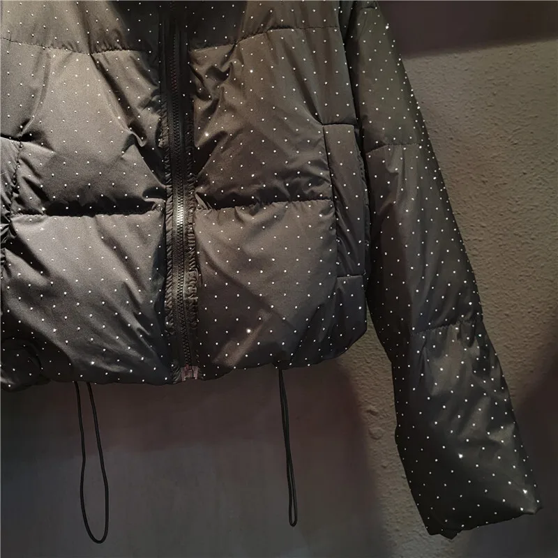 WTHT-Manteau chaud à manches longues pour femme, veste à col carillon, conception de diamants, document solide, nouvelle mode, hiver, 2024