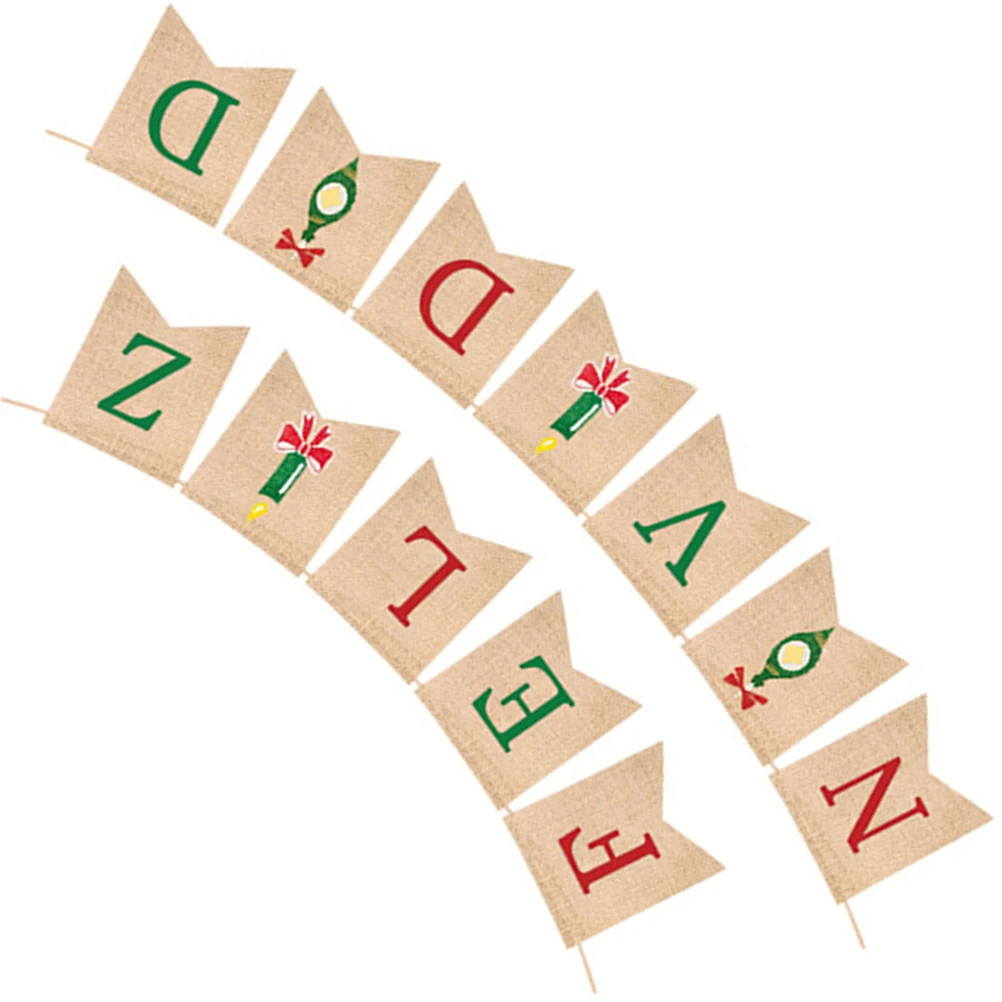 

Christmas Decoration Banners Garland Party Supplies Burlap Banner Indoor Outdoor Xmas Tree Wall Window Door Ornament Festive