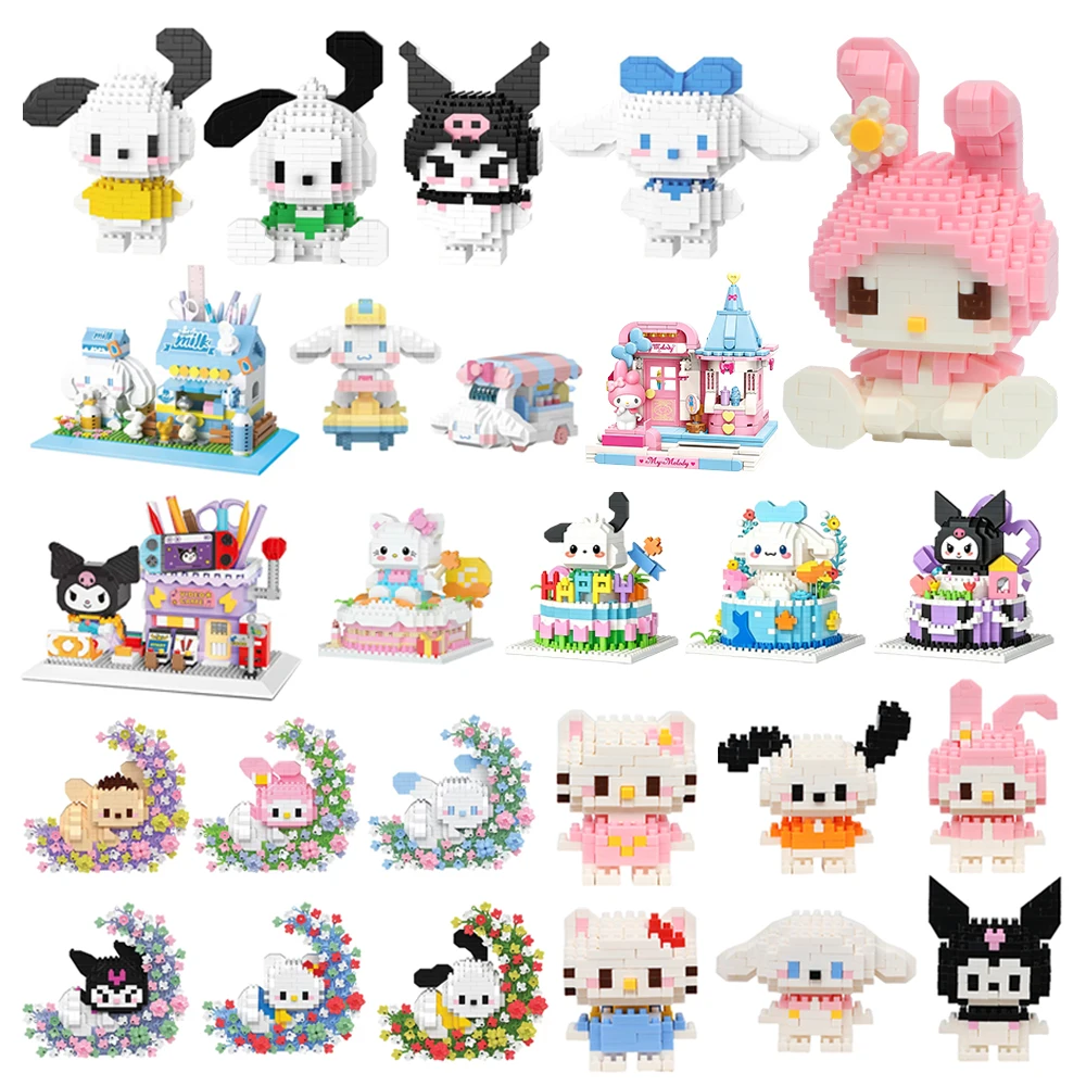 Sanrio Kuromi Micro-Bausteine-Set, Cinnamoroll-Modell, Hello Kitty, Mini-Ziegel, Pompompurin-Figur, My Melody, Spielzeug für Kinder, Geschenk