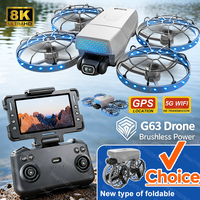 G63 Drone 8K HD Dual Cameras 180° FPV 5G WiFi GPS Brushless Motor Foldable Quadcopter With Obstacle Avoidance Remote Control UAV