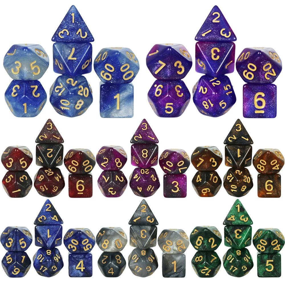 56pcs Galaxy Style DND Dice Set, D4 D6 D8 D10 D% D12 D20 Polyhedral Dice for TRPG Dungeon Board Games, Game Gifts
