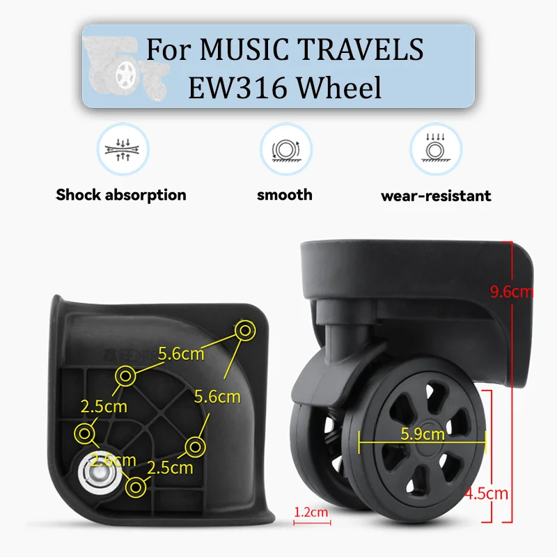 

For MUSIC TRAVELS EW316 Universal Wheel Replacement Suitcase Rotating Smooth Silent Shock Absorbing Wheel Accessories Wheel