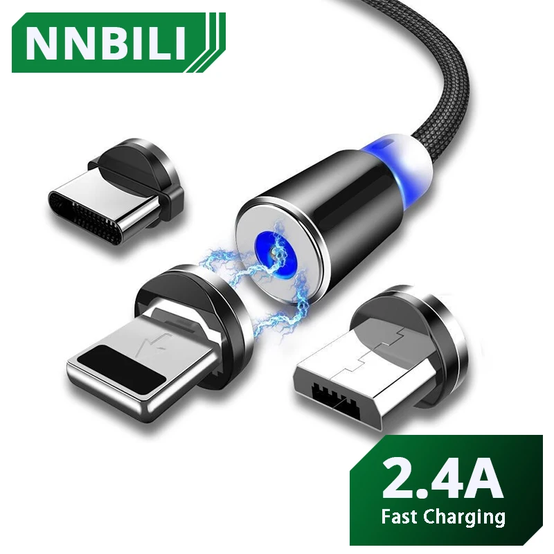 LED Magnetic USB Cable Fast Charging Type C Cable Magnet Charger Data Charge Micro USB Cable Mobile Phone Cable USB Cord