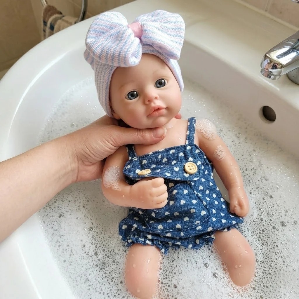

1PC 13 Inch Realistic Whole Body Silicone Boy Bebe Waterproof Reborn Doll Open Mouth Handmade 3D-Painted Newborn Doll