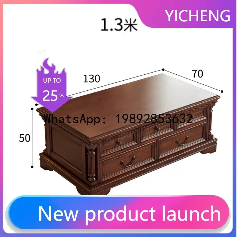 

B-3 New Classical Teak Solid Wood Long Coffee Table Living Room Furniture with Drawers