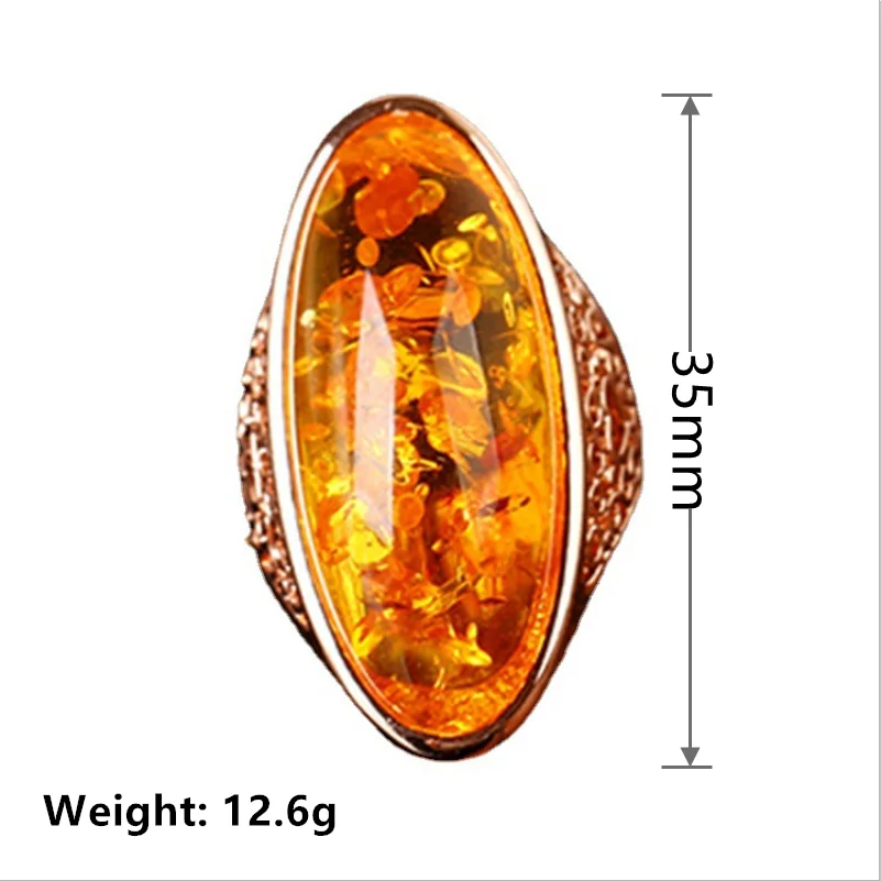 Women\'s Ring Trend Oval Amber Rings Fashion Elegant Party Golden Classic Jewelry Women Gothic