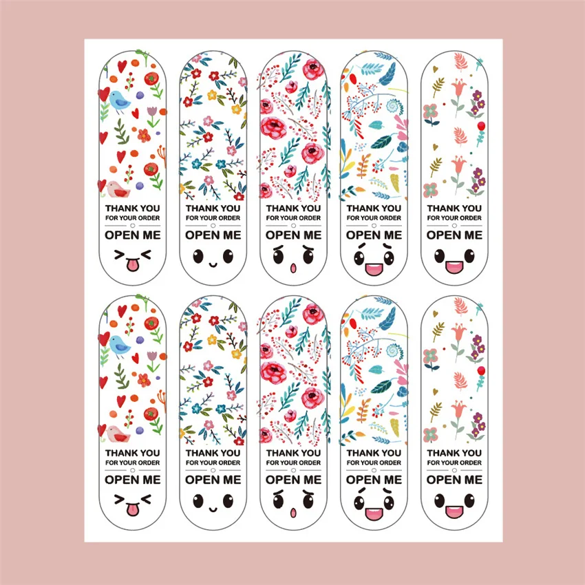 100Pcs Floral Pattern Thank You For Your Order Sticker Gift Package Sealing Labels Gift Decoration Sticker For Small Business