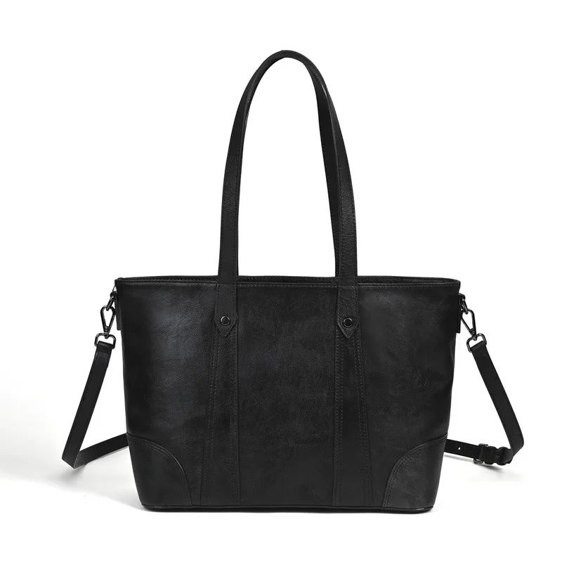 

Nesitu Highend A4 Vintage Coffee Brown Black Full Grain Genuine Leather Women Handbag Cowhide Shoulder Messenger Bag Tote M604