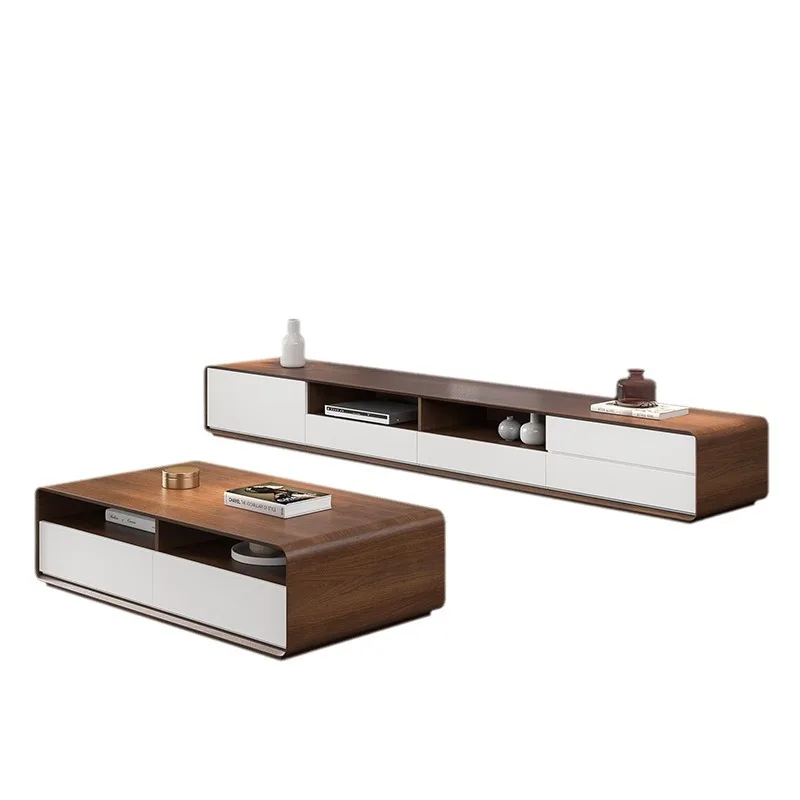 

Nordic TV cabinet coffee table combination, solid wood, modern simplicity, large and small households