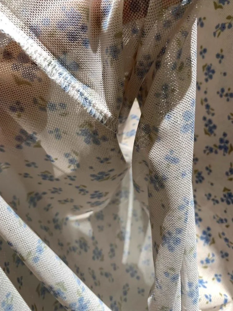 2025 blusas mujer de moda floral gaze blusas coreanas roupas femininas simples túnica chique blusa verão ver através camisas topos
