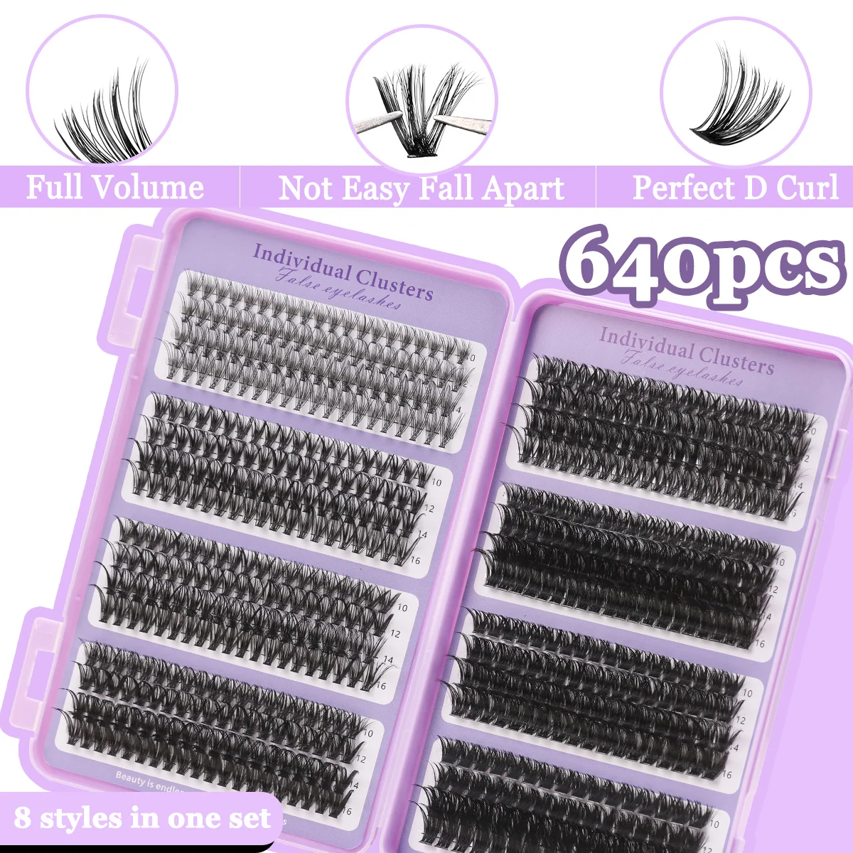 640 قطعة مجموعة تمديد الرموش مجموعة مجموعات الرموش السميكة مجموعات الرموش D حليقة رمش تمديد عدة مع أدوات ماكياج