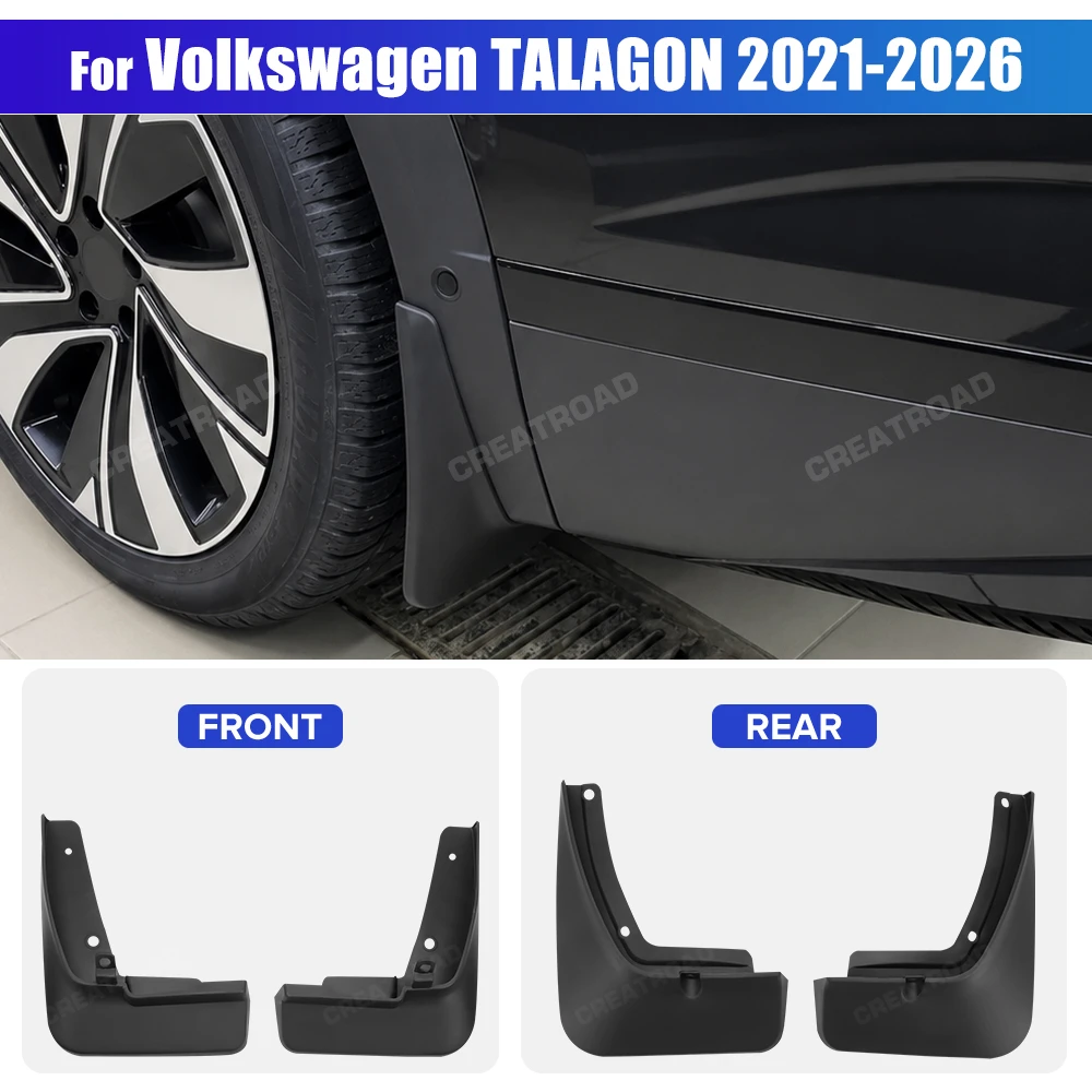 Custom Fit 4PCS Mud Flaps for Volkswagen VW TALAGON 2021 2022 2023 2024 2025 2026 No Drilling Splash Guards Fender Accessories