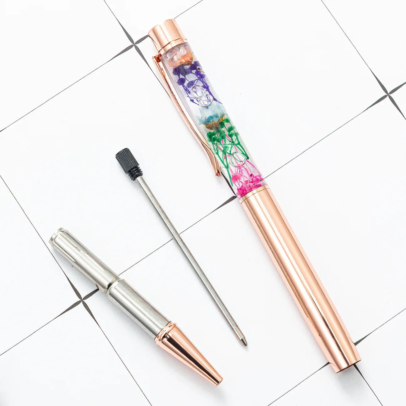 20Pcs New Eternal Flower Series Crystal Ballpoint Pen Metal Pens