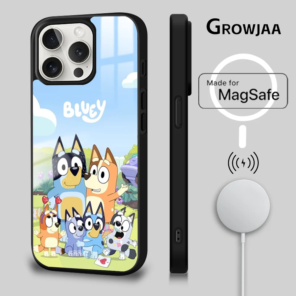 Cartoon Cute B-Blueys Phone Case For iPhone 16 15 14 13 12 11 Pro Max Plus Mini Magsafe Mirror Wireless Magnetic Cover