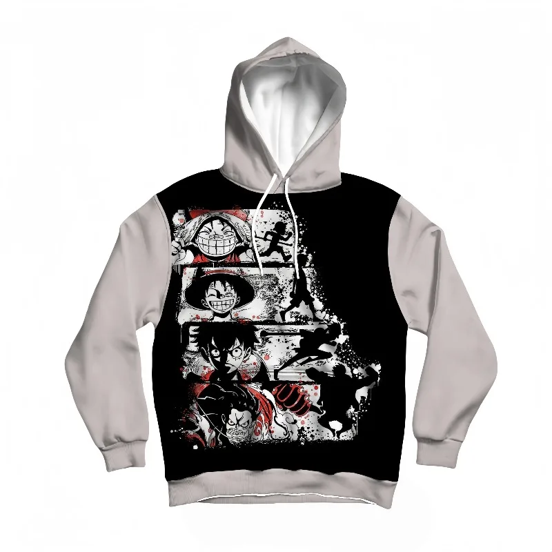 

Mens Autumn Winter One Piece Hoodie Luffy Evolution Print High Definition Anime Design Warm Pullover for Daily & Cosplay