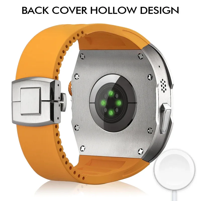 حافظة Soul Cool Titanium لساعة Apple Watch Ultra 3/2/1 مقاس 49 ملم، طقم تعديل iWatch، شريط مطاطي فلور، فاخر عالي الجودة