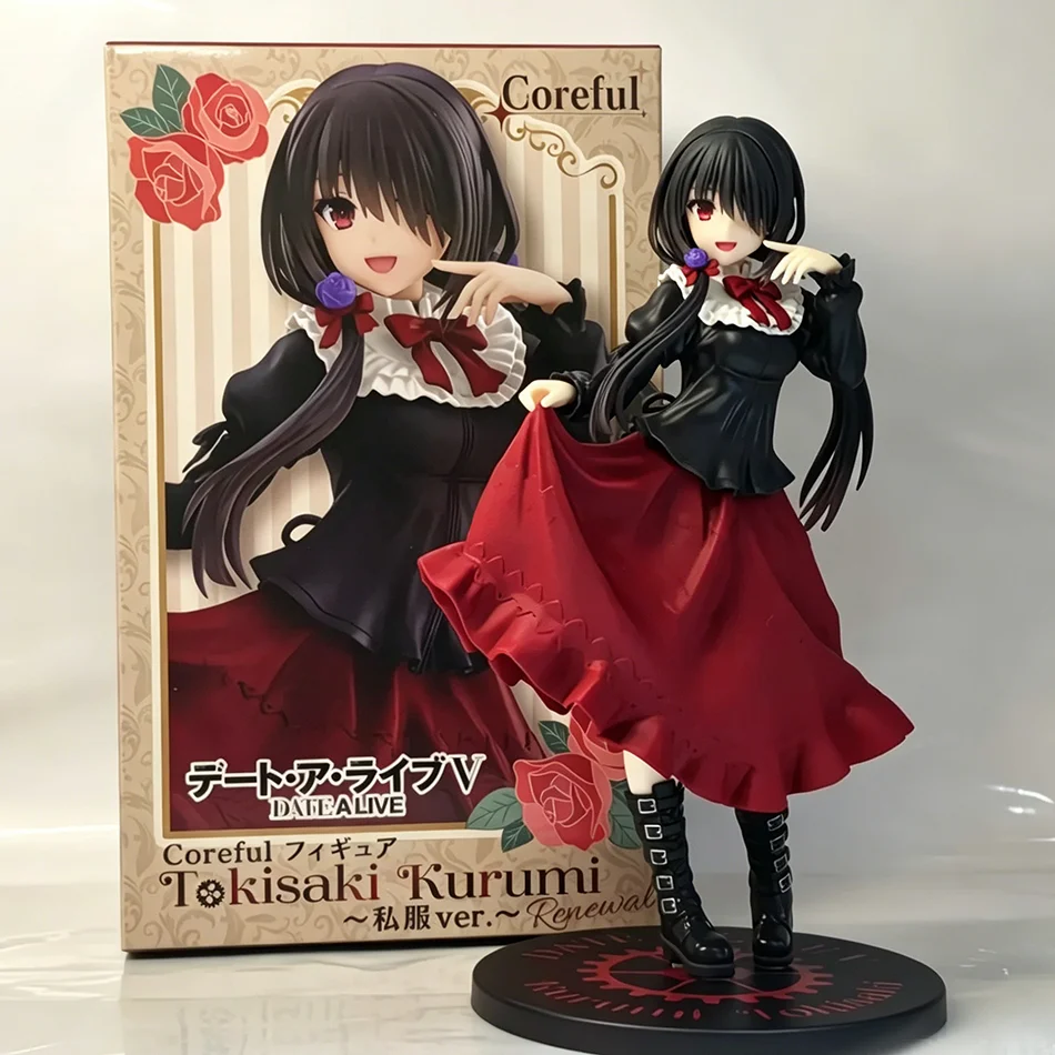 18CM DATE A LIVE Tokisaki Kurumi Anime Figure Cute Girl Model Toy Black Red Dress Dress Up Standing Model Car Interior Ornament