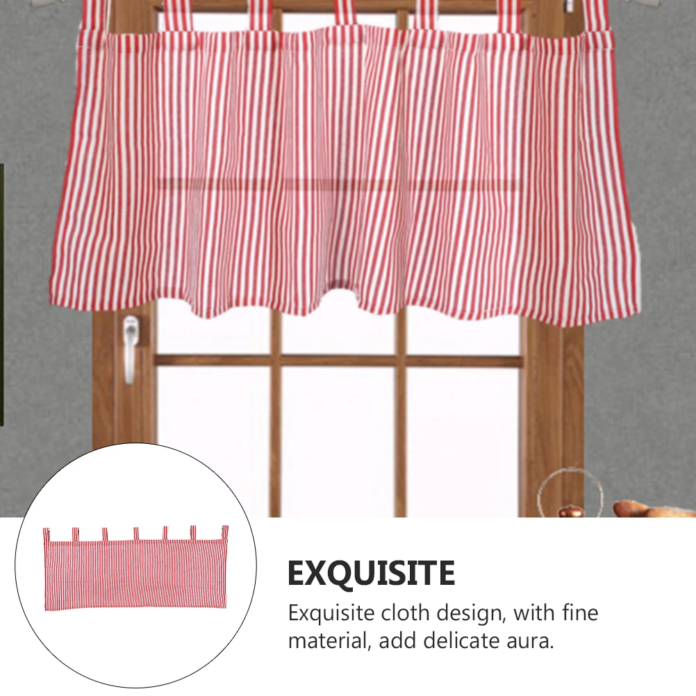 

1pc Short Decorative Cloth Curtain Kitchen Bedroom Window Fashion Red Striped Pattern Drapes Home Decorative Living Room