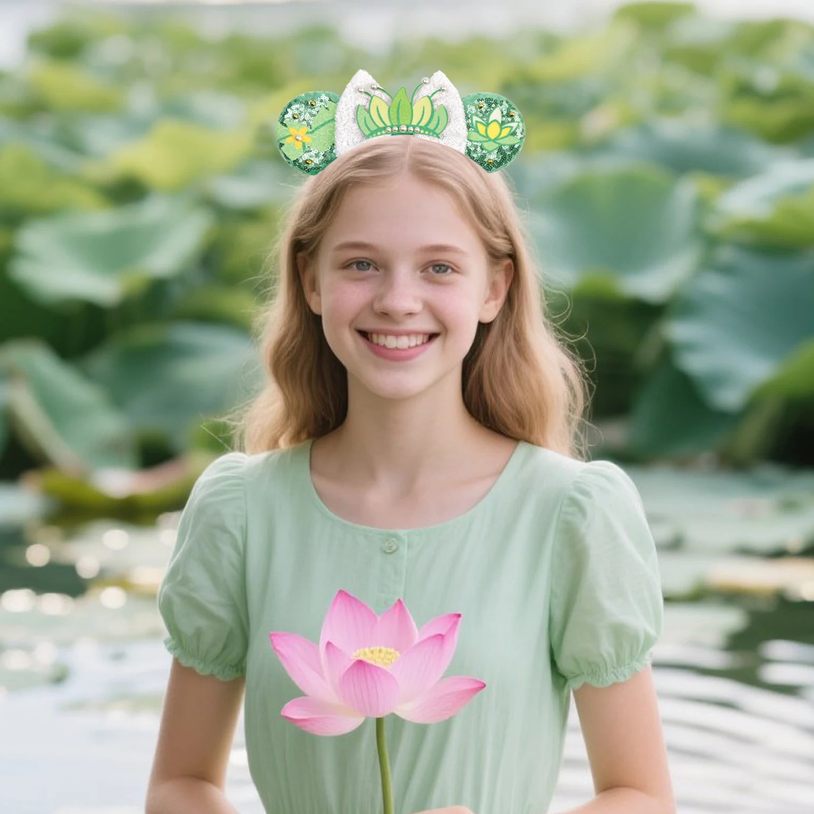 Princesse et la grenouille Mickey Mouse Tiana bandes de cheveux sur le thème pour femmes enfants paillettes oiseau arc bandeau féminin chapeaux accessoire