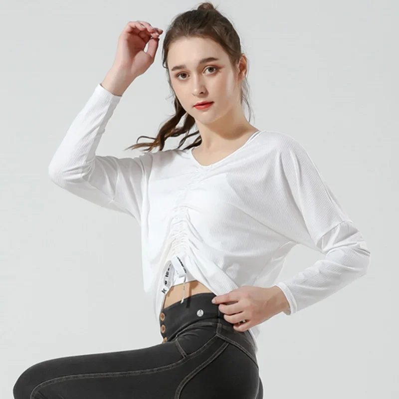 Autumn Long-sleeved Yoga Clothes Top Women's High-end Sports T-shirt Running Fitness Clothes Quick-drying Loose Yoga Blouse