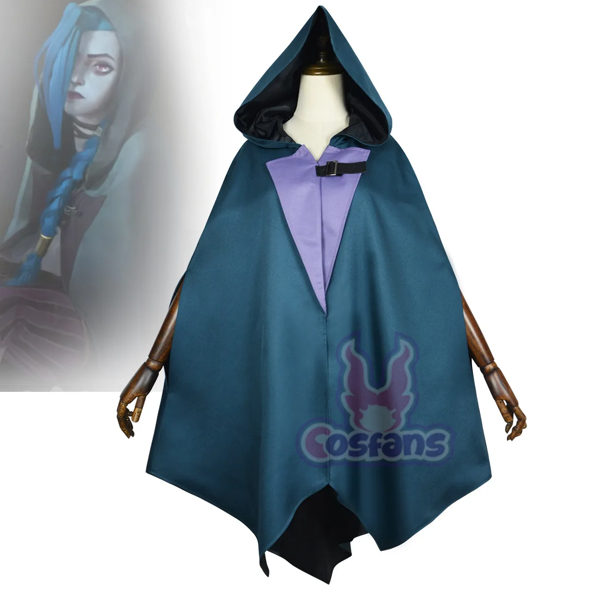 Arcane Season 2 Jinx Front Lace Cosplay Costume Game LOL Arcane S2 Jinx Powder Cosplay Hooded Cape Costumes Hat Cloak