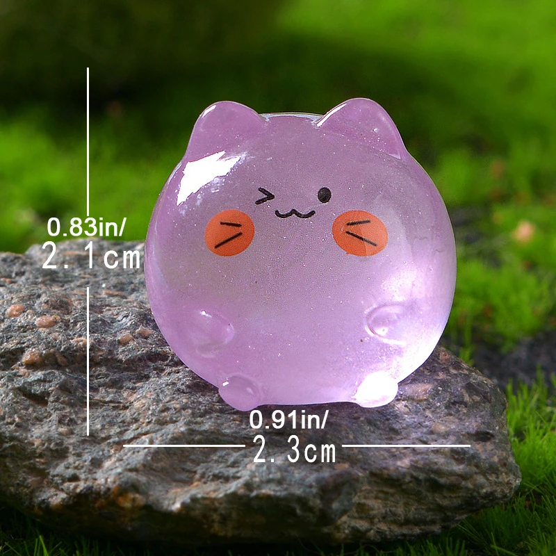 1Pc Luminous Cat Home Decor Miniature Figurines Noctilucent Cat Desk Decoration Fairy Garden DIY Gardening Accessories