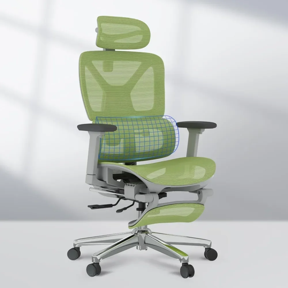 

Premium Ergonomic Office Chair with Footrest- Adjustable 3D Armrests, Dynamic Lumbar Support, Recline & Tilt Function,Mesh Seat