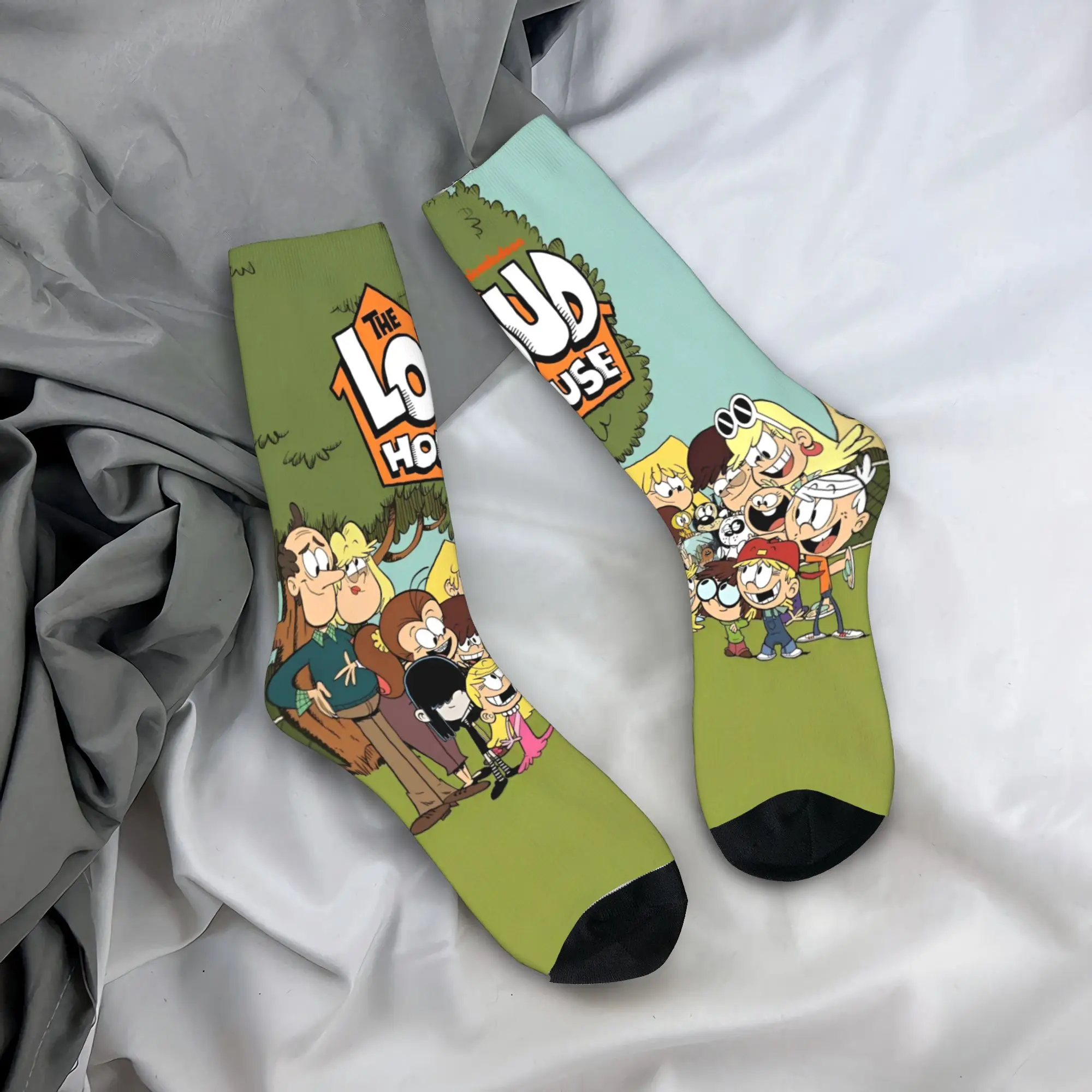 L-Loud Houses Family Cartoon Socks  Design Stockings Non-Slip Unisex Men Socks Comfortable Autumn Gothic Outdoor Socks
