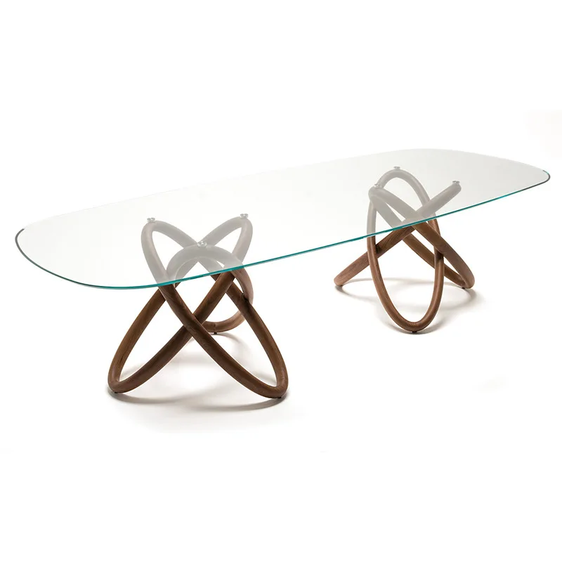 Nordic round solid wood designer dining table glass long table theme restaurant cafe personalized leisure