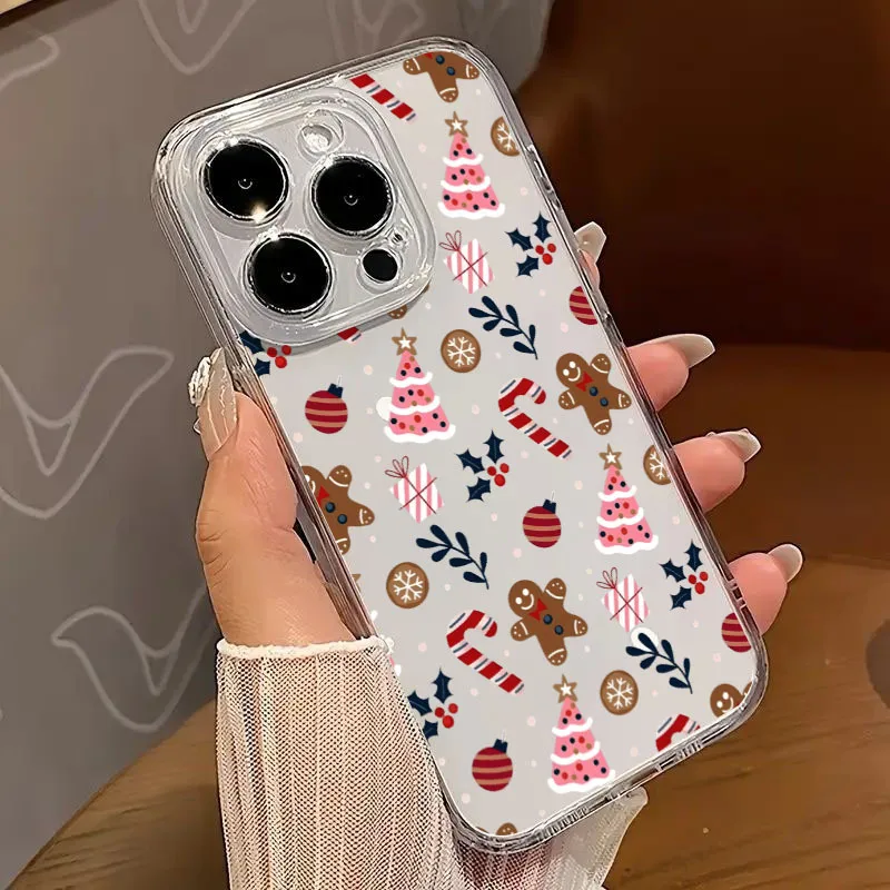 

Cartoon Christmas Snowflake Gingerbread Man Phone Case For iPhone 17 16 15 11 12 14 13 Pro Max Mini X XS XR 7 Plus SE 16E Cover
