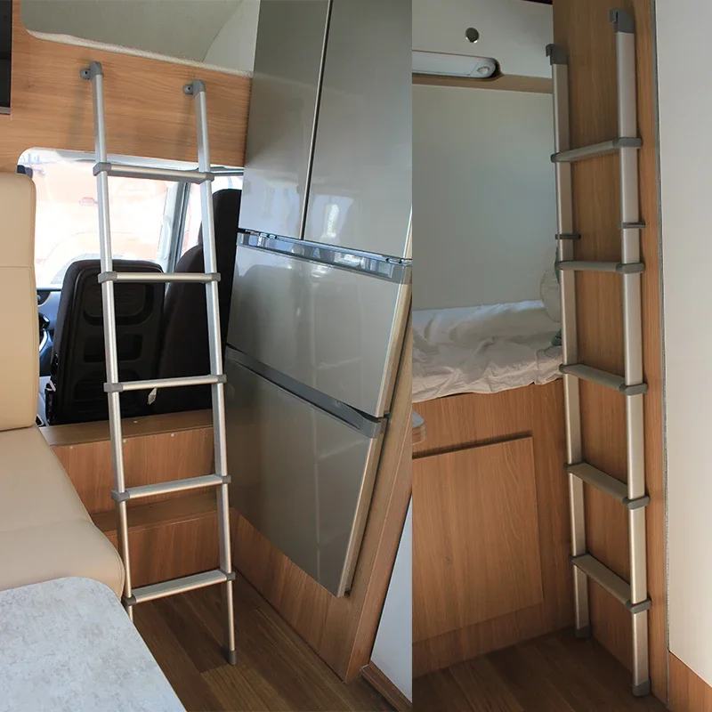 Peças exclusivas para trailer de caravana TYTXRV RV, escada de beliche RV de 60,23 ", escada de beliche de alumínio integrada de 5 degraus com suporte fixo