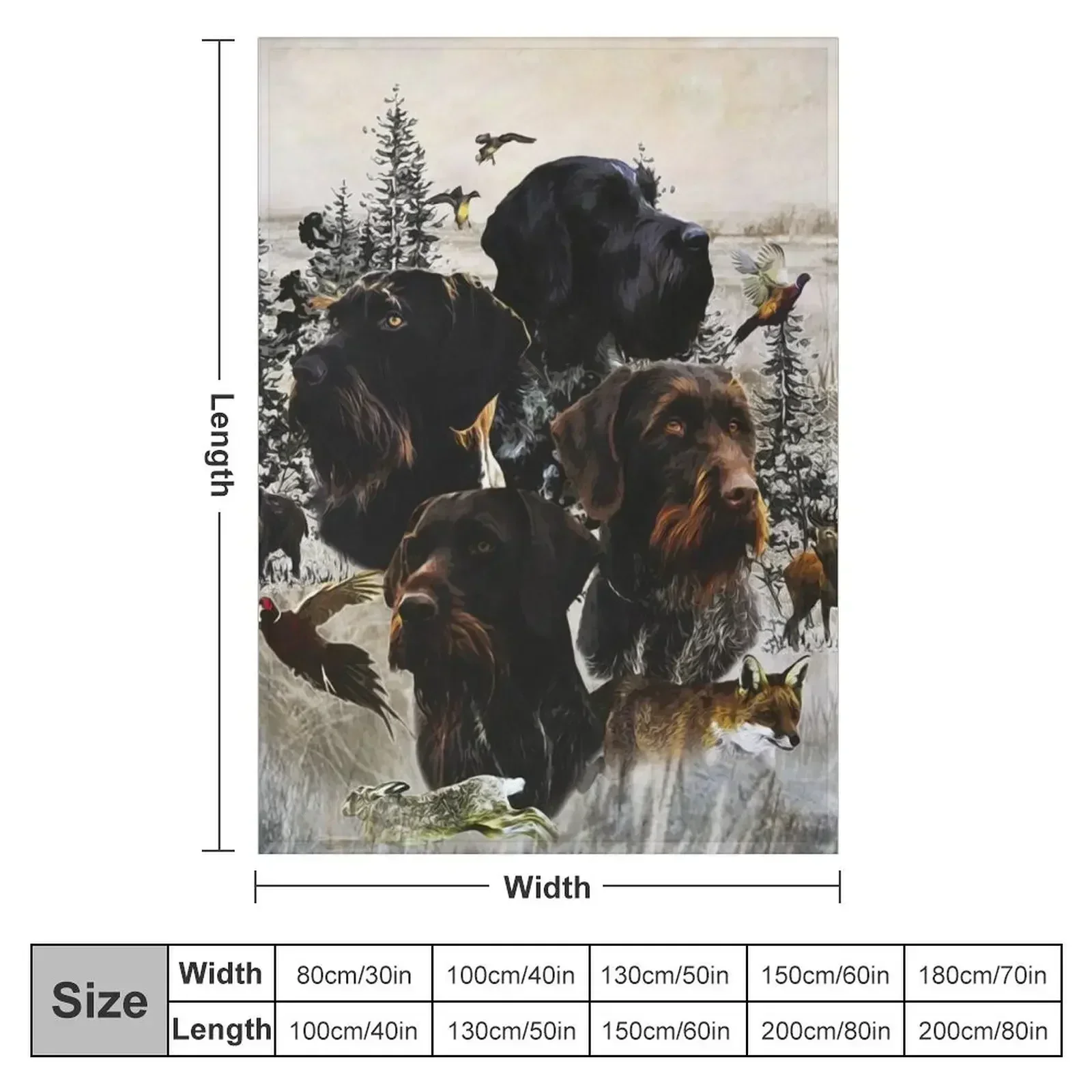 German Wirehaired Pointer , Continental pointing dog Throw Blanket Retros Decorative Sofa Sofa Vintage Blankets