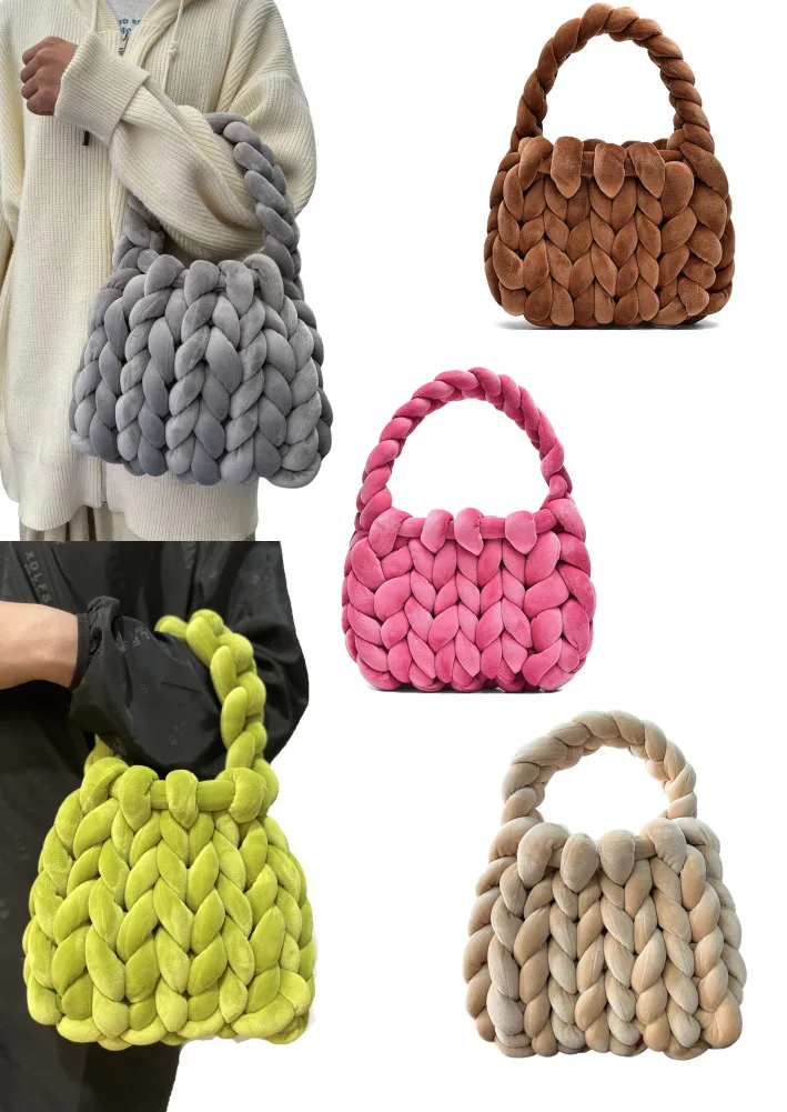 Diy Handwoven Tote Bags For Women Handmade Crochet Braided Purse Handbag Messenger Bag For Daily Christmas Birthday Party