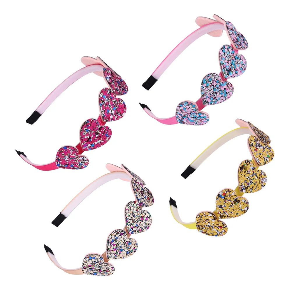 

4 Pcs Hairbands with Teeth for Girls Ribbons Sequin Headband Valentine Accessories