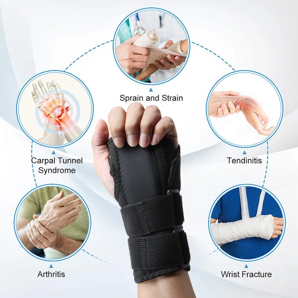 1PCS Carpal Tunnel Wrist Brace Support with 2 Straps& Metal Splint Stabilizer - Helps Relieve Tendinitis Arthritis Carpal Tunnel