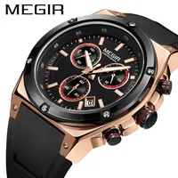 MEGIR Watch Men Waterproof Chronograph Military Male Clock Top Brand Luxury Rubber Business Original Sport Wristwatch Gift 2073