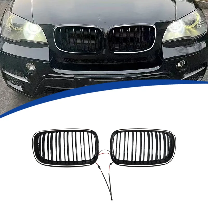 

LED Illuminated Grille for X5 BMW X5 E70 E71 2007-2013 Dual-line Replacement Gloss Black LED Kidney Front Grill Car Racing Grill