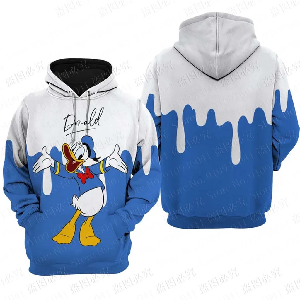 

Donald Duck classic men women 3D Disney Print High quality Fleece Zipper/ Hoodies parent-child clothing Pullover Tops