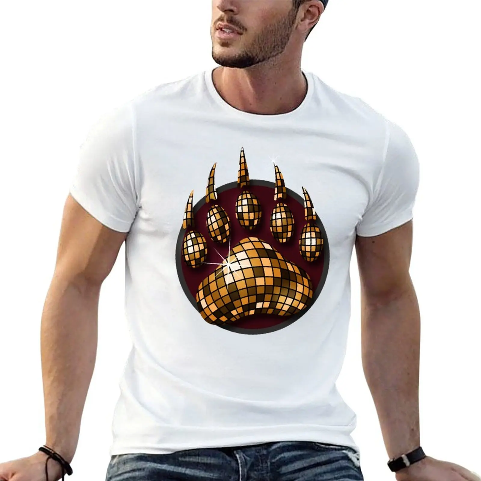Disco Ball Bear Claw Tote Bag T-Shirt Novelty Graphic Tee Shirt