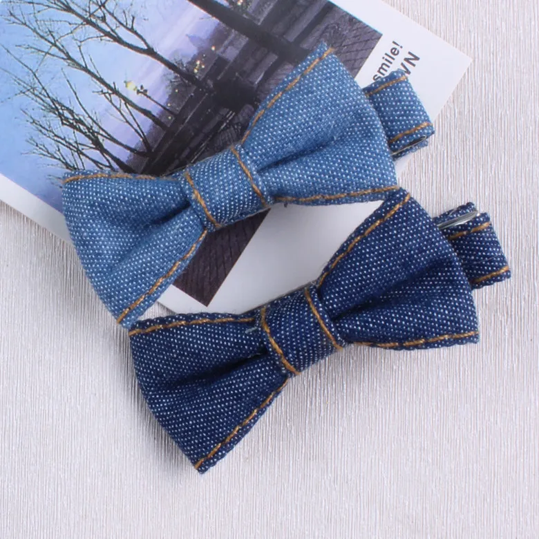 New Arrival Kids Hair Accessories denim Bowknot Hair Clip Children Crown Accessories Baby Cute Hairpins