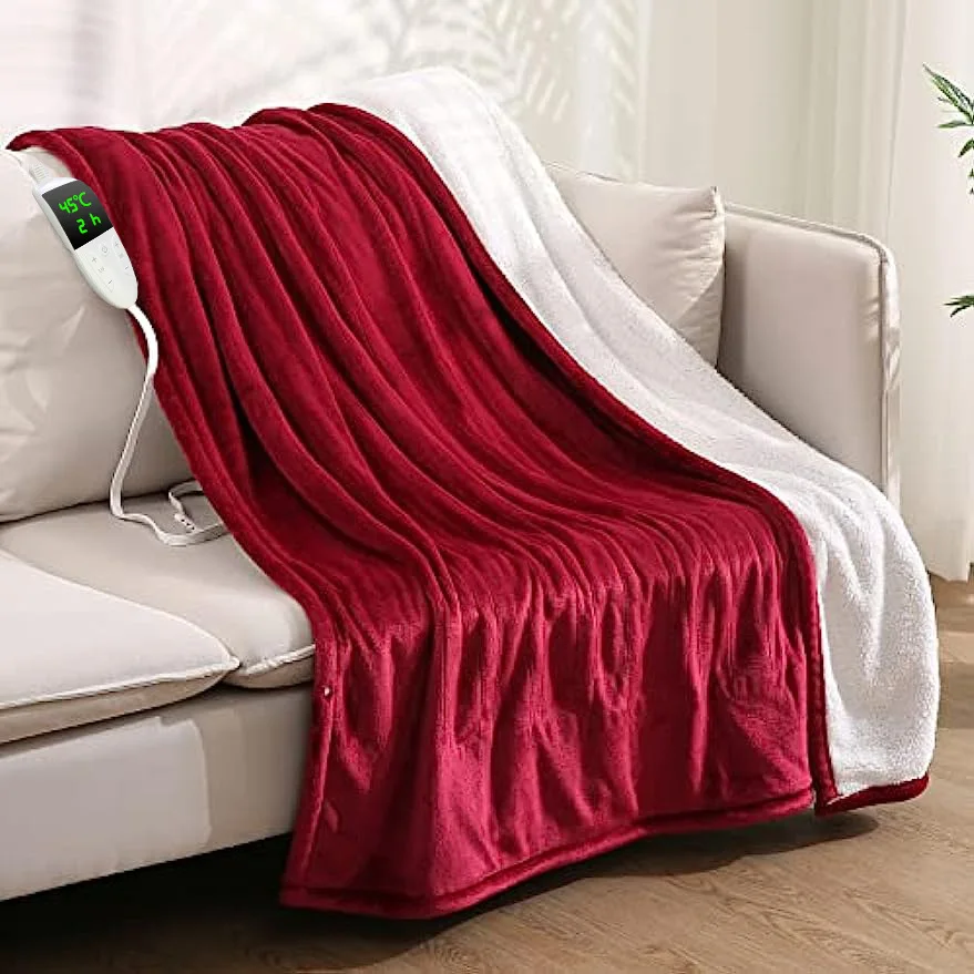 PAIDES Electric Heating Blanket Machine Washable Extremely Soft Comfortable Heated Blanket With Overheat Protection Heating Wire