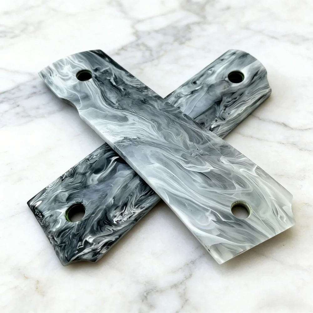 1 Pair Customizable Marble Texture Acrylic Grips for 1911, DIY Handle Making Accessories