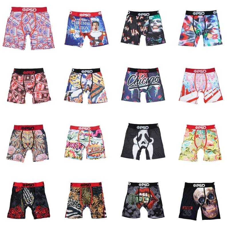 1Pcs Men Underwear Breathable Nylon Men\'s Boxershorts Fashion Printed Mens Underpants Man Panties Sexy Men Trunks Boxer Briefs