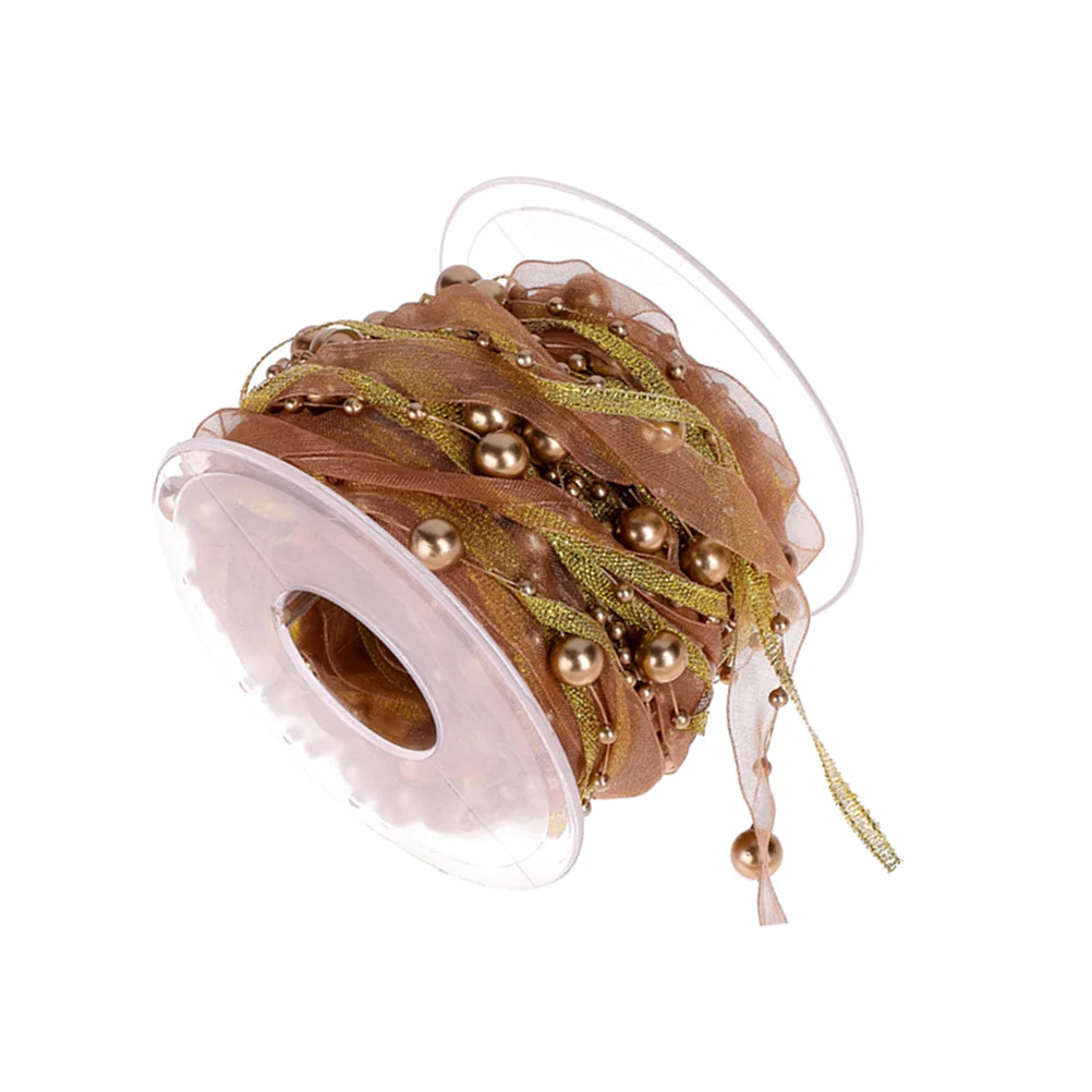 

1 рулон рождественской ленты из бисера, свадебный букет, подарочная лента, лямка, принадлежности для рукоделия, золотой многоразовый прочный премиум-класса