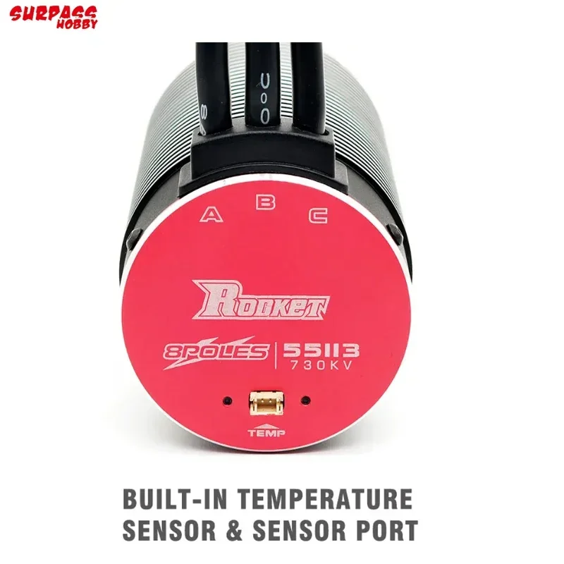 Surpass Hobby Rocket 55113 ブラシレス センサーレス モーター - 890/750/550KV、温度センサーポート付き、1/5-1/7 RC モンスター バギー & バハカー用